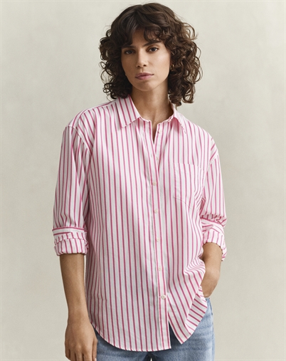 Gant - Rel Classic Stripe Skjorte - Bright Fuschia
